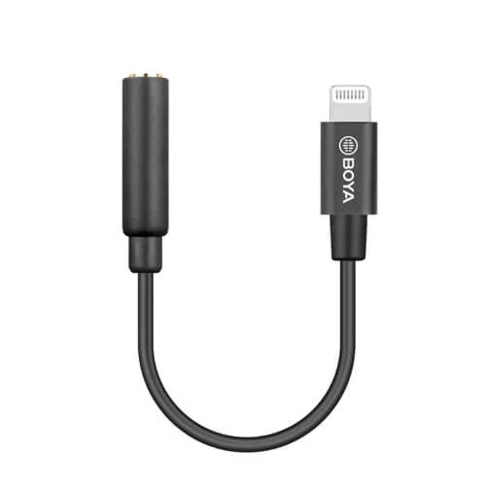 BOYA BY-K3 Lightning til 3.5mm Minijack Audio Adapter - Sort