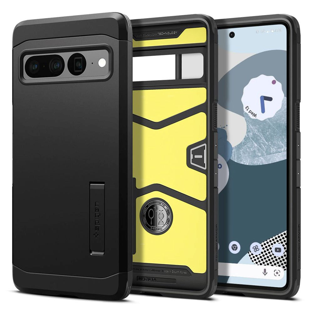 Google Pixel 7 Pro Spigen Tough Armor Case m. Stativ - Svart