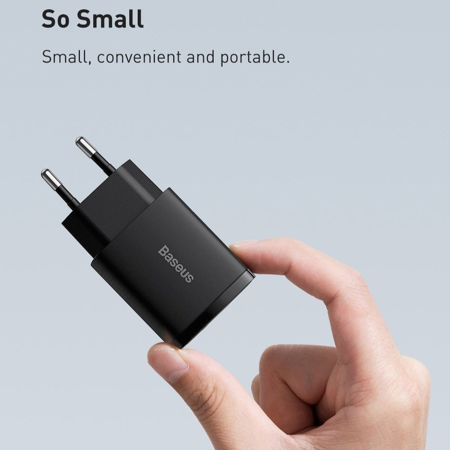 Baseus Compact 20W Vægoplader USB-C Quick Charge - Sort