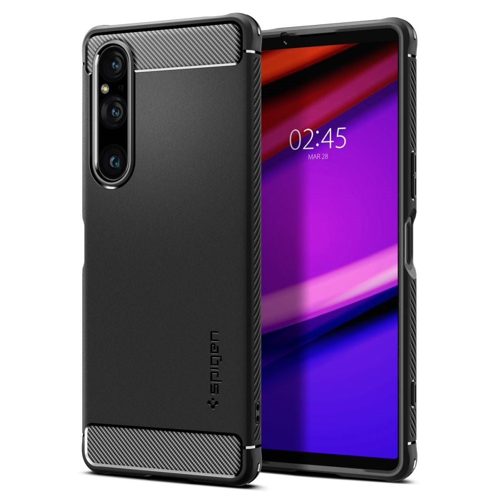 Sony Xperia 1 V Spigen Rugged Armor Bagside Cover - Mat Sort