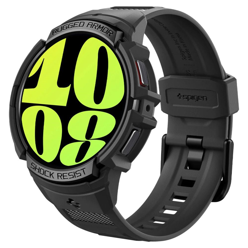 Samsung Galaxy Watch 6 (44mm) SPIGEN Rugged Armor Pro Case - Plastik Cover m. Rem - Mat Sort