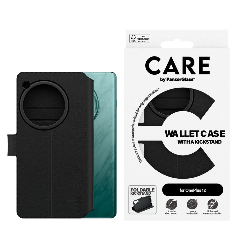 CARE by PanzerGlass OnePlus 12 Feature Wallet Case m. Kickstand - Sort