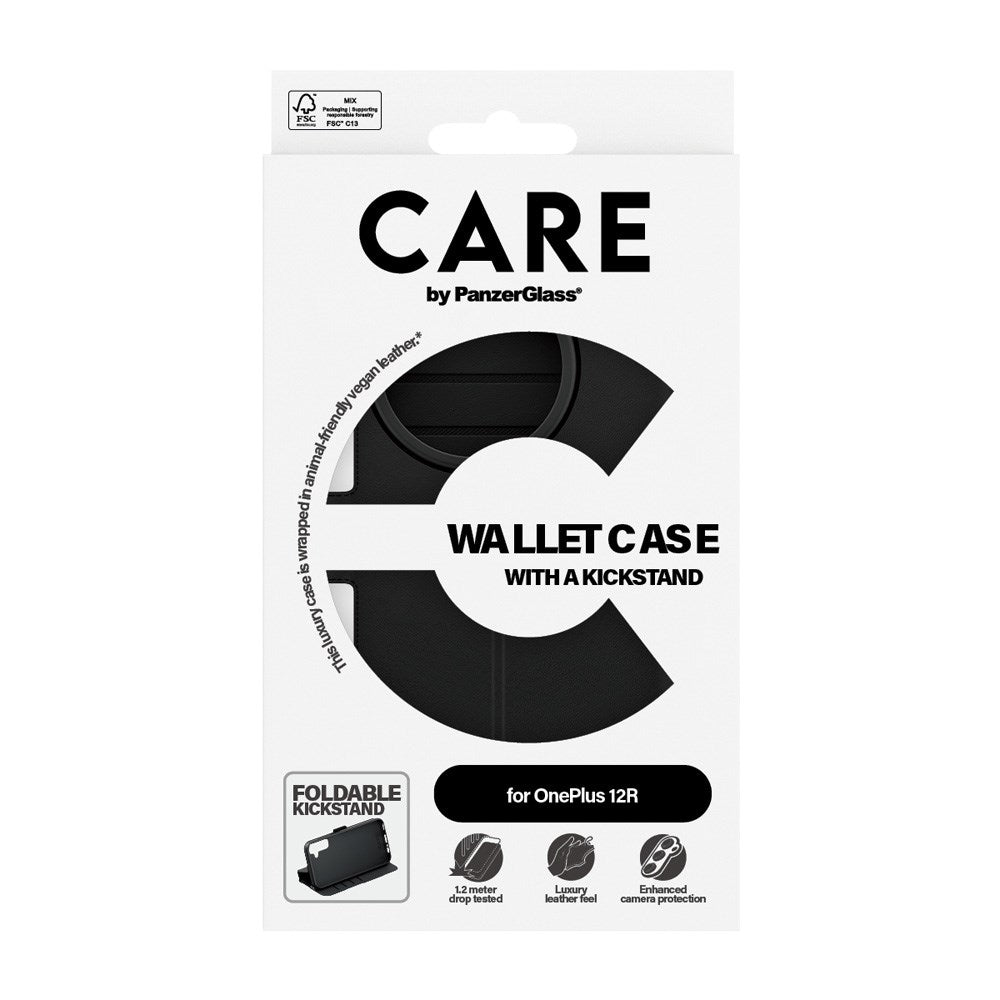 CARE by PanzerGlass OnePlus 12R Feature Wallet Case m. Kickstand - Sort