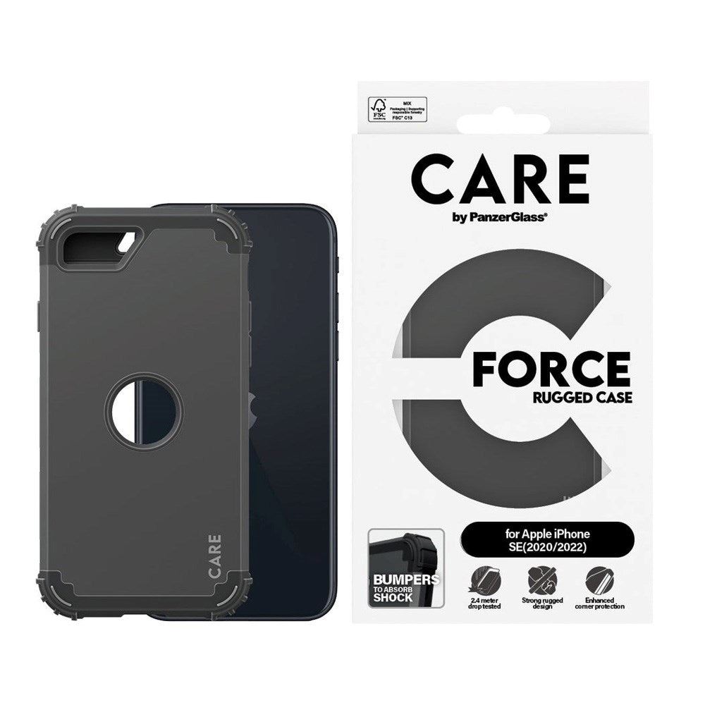 iPhone SE (2020 / 2022) CARE by PanzerGlass Fasjonable FORCE-deksel - MagSafe-kompatibel - Svart