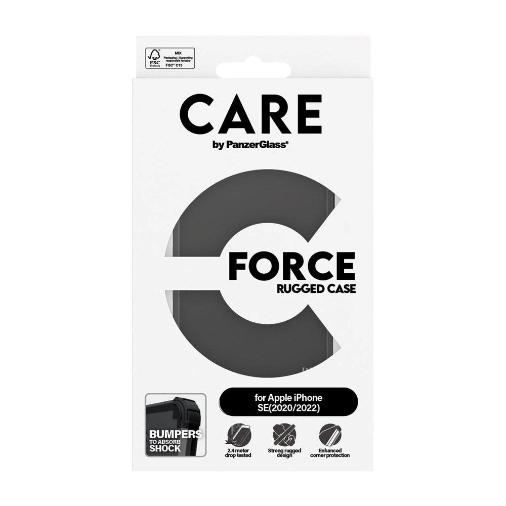 iPhone SE (2020 / 2022) CARE by PanzerGlass Fasjonable FORCE-deksel - MagSafe-kompatibel - Svart