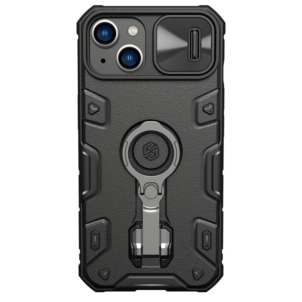 iPhone 14 Nillkin Camshield Armor Pro Håndværker Bagside Cover m. Ring Kickstand - Sort