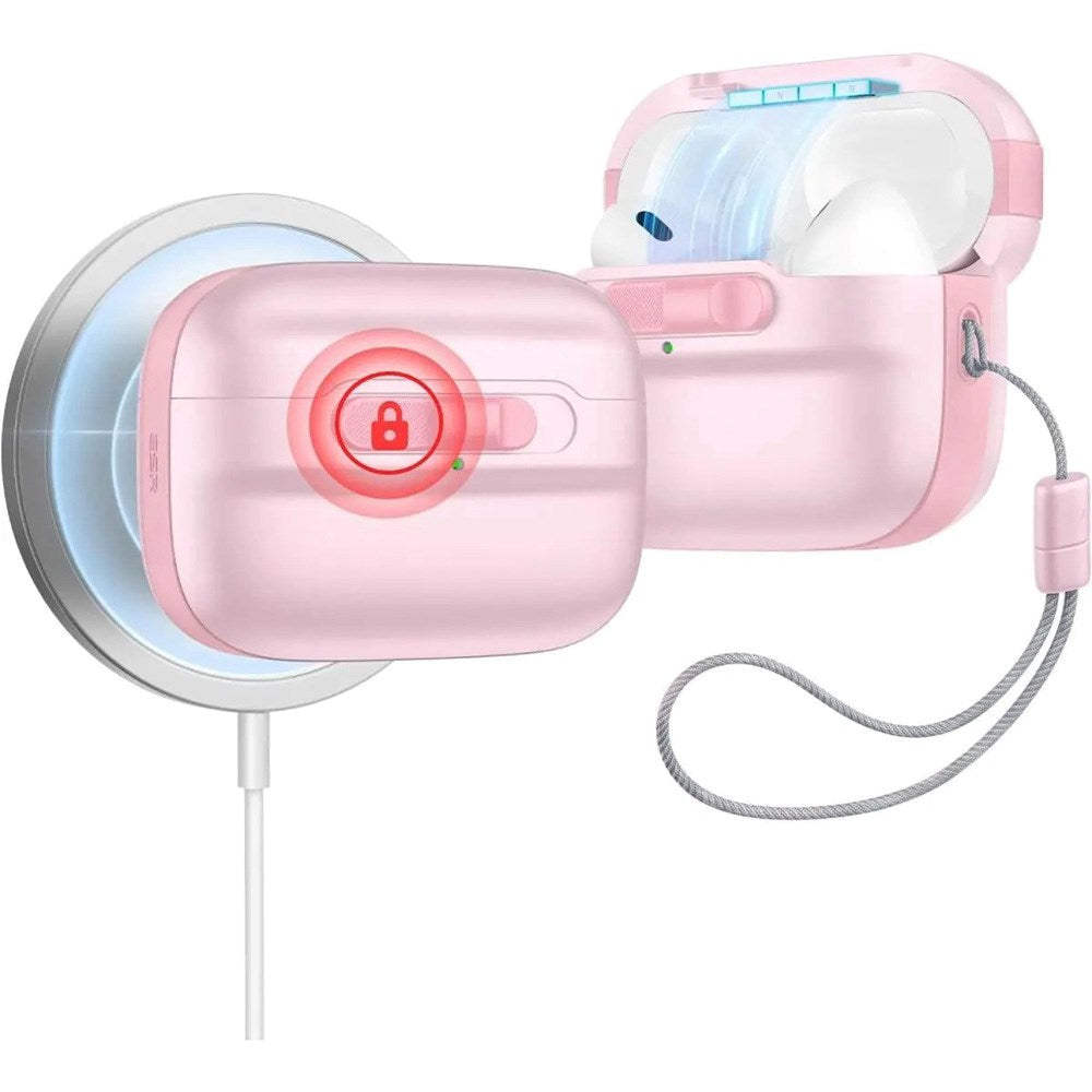 AirPods Pro (1. og 2. generasjon) ESR HaloLock Pulse-deksel - MagSafe-kompatibel - Rosa
