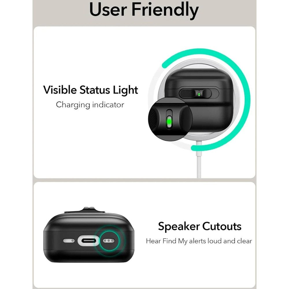 AirPods (4. generasjon) ESR HaloLock Pulse-veske - MagSafe-kompatibel - Svart
