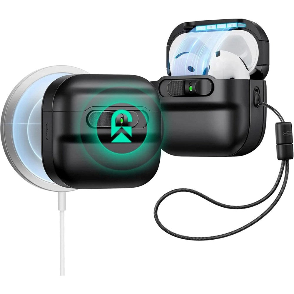 AirPods (4. generasjon) ESR HaloLock Pulse-veske - MagSafe-kompatibel - Svart
