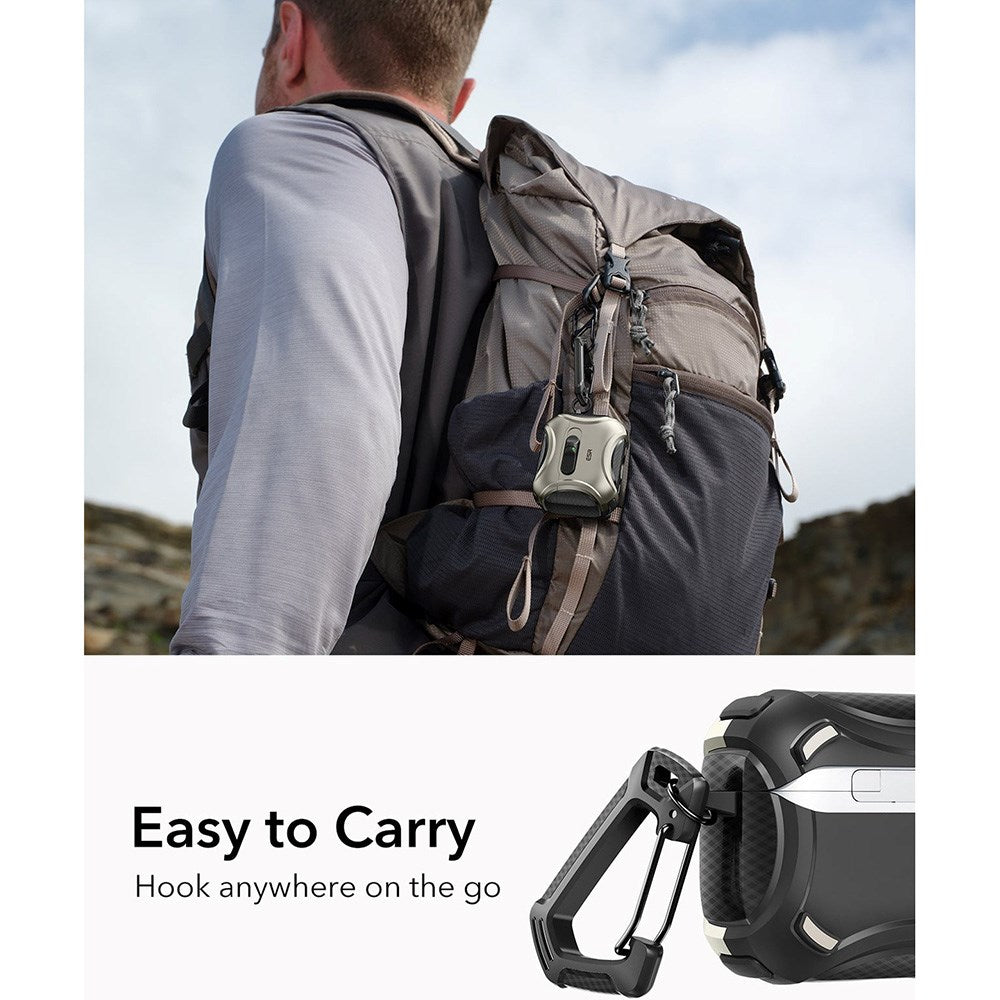 ESR AirPods Pro (3. gen.) Cyber FlickLock Case m. Karabinhage & Lås - Titanium