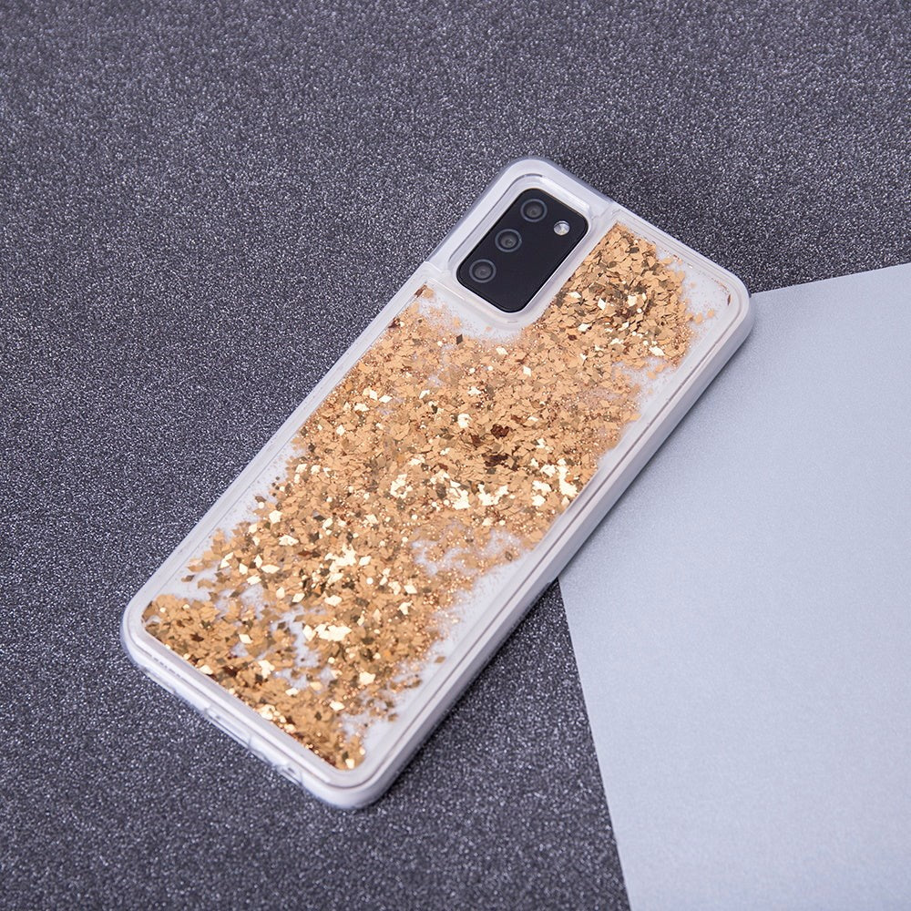 Samsung Galaxy S23 Ultra Transparent Glitter Bakdeksel - Gull