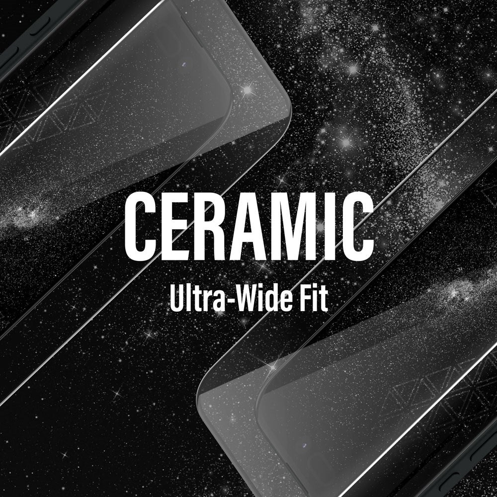 iPhone 15 / 16 PanzerGlass Ultra Wide Fit Ceramic Beskyttelsesglas m. EasyAligner - Sort Kant