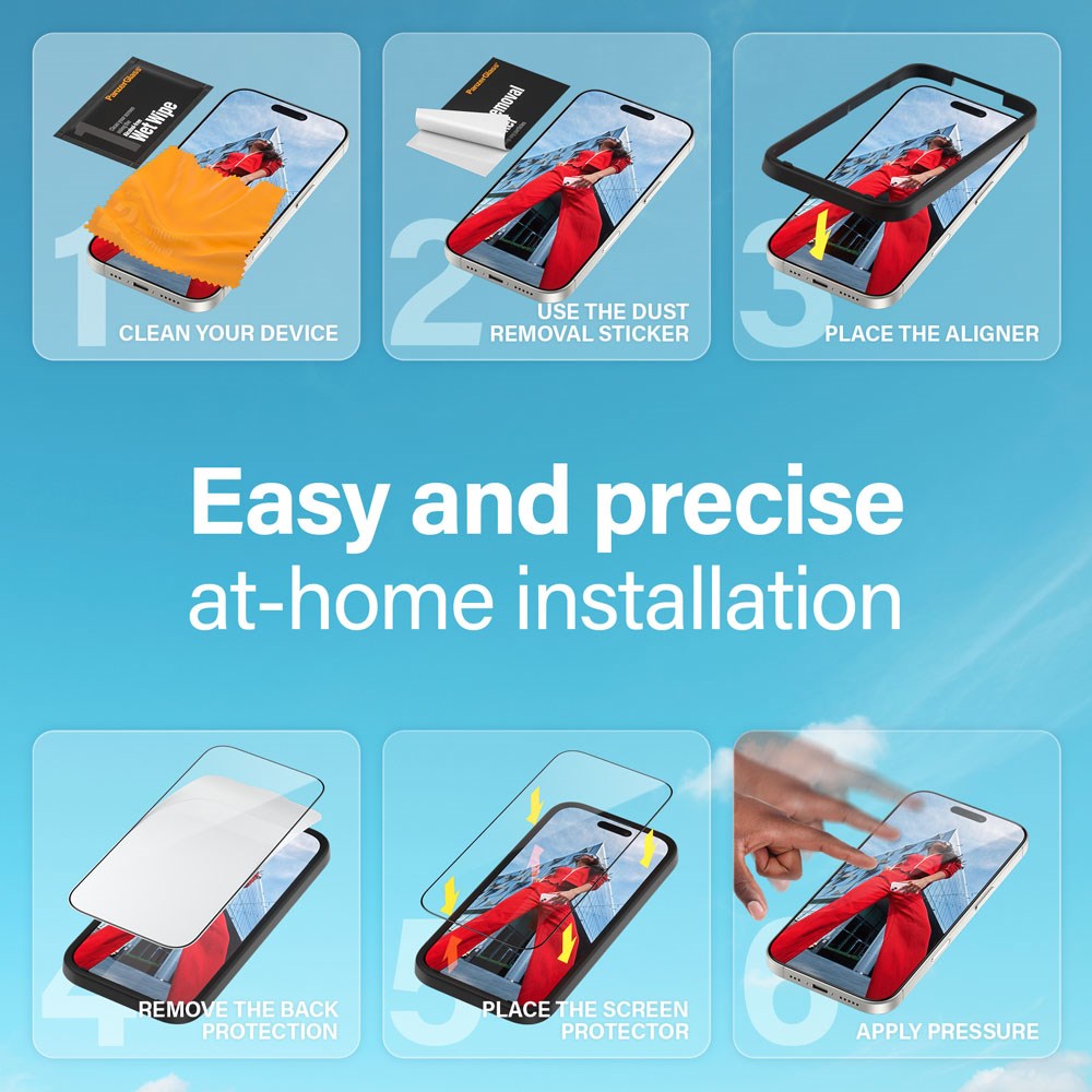 iPhone 16 Pro Max PanzerGlass Ultra Wide Fit Beskyttende glass m. EasyAligner - Anti-reflekterende - Diamantstyrke - Gjennomsiktig / svart kant