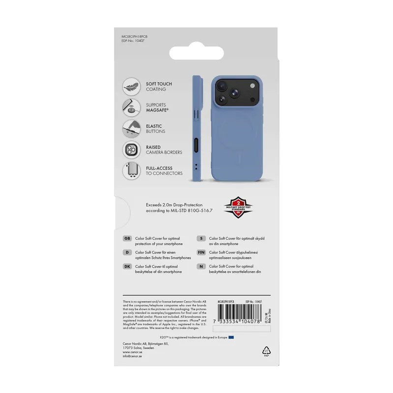 iPhone 18 Pro / 17 Pro X2O Mag Color Bagside Cover - MagSafe Kompatibel - Blå