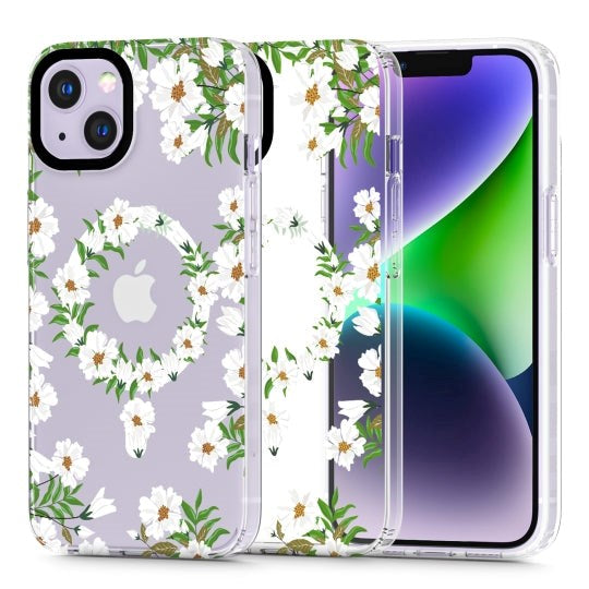 iPhone 14 Tech-Protect MagMood Bagside Cover - MagSafe Kompatibel - White Daisy