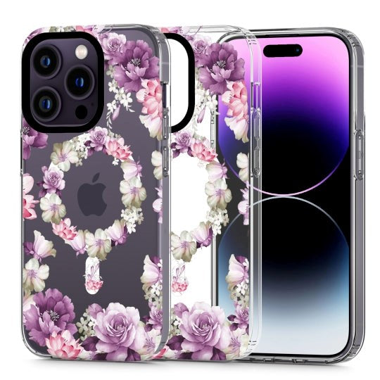 iPhone 14 Pro Tech-Protect MagMood Bagside Cover - MagSafe Kompatibel - Rose Floral