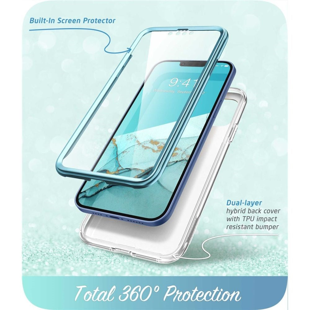 iPhone 14 / 13 i-Blason Cosmo Marble Bagside Cover m. Skærmbeskyttelse - Ocean Blue