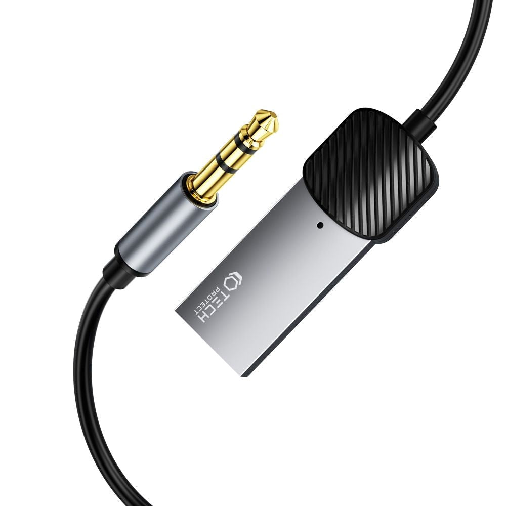 Tech-Protect Ultraboost USB til AUX-kabel m. Bluetooth - 1m - Grå