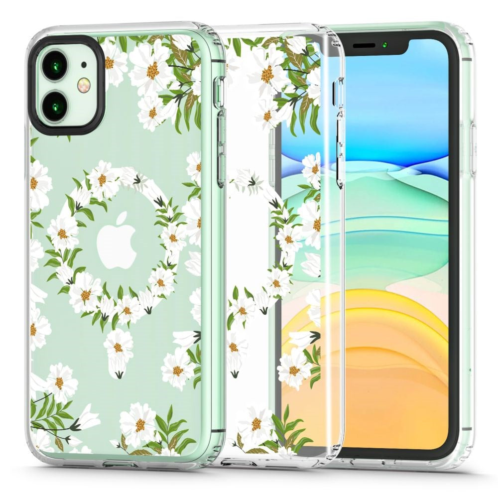 iPhone 11 Tech-Protect MagMood Bagside Cover - MagSafe Kompatibel - White Daisy