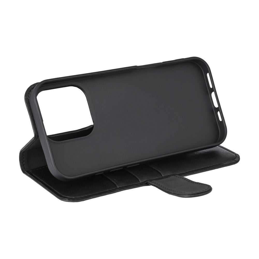iPhone 16 Pro Essentials Kunstlæder Flip Cover - Sort