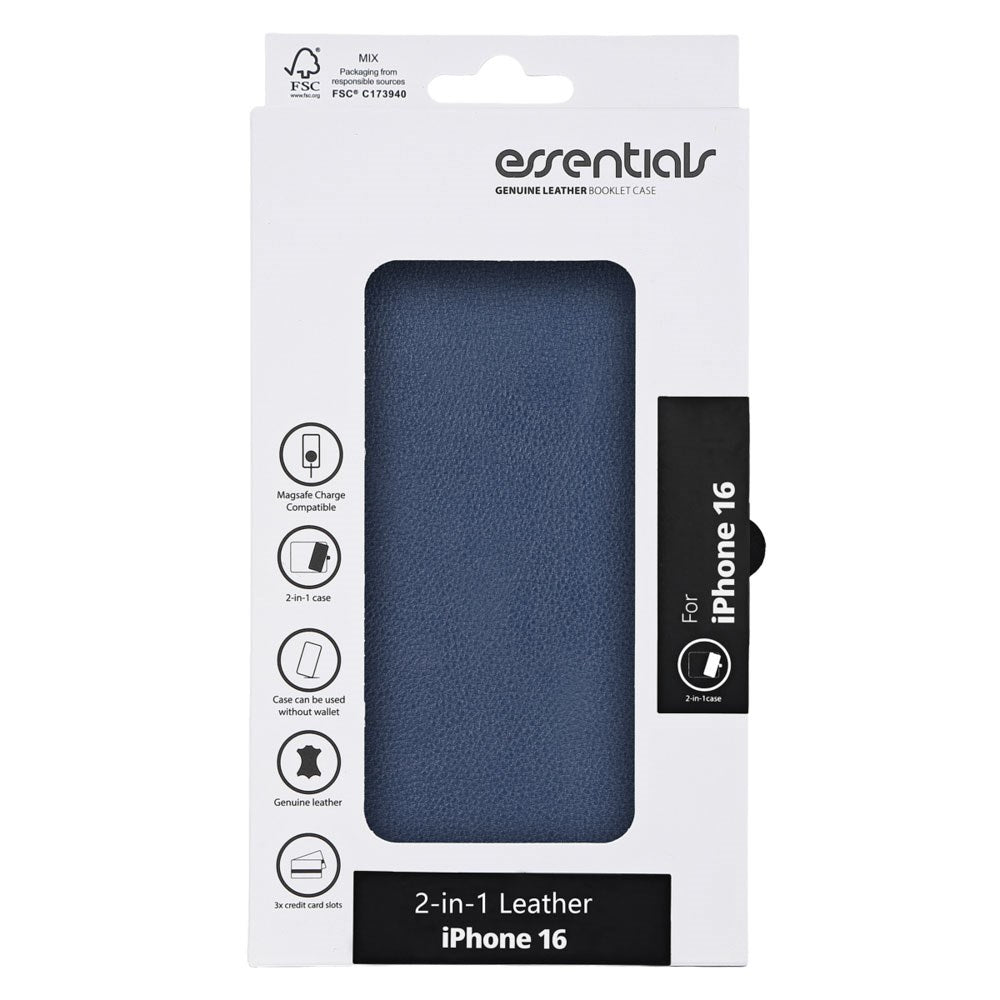 iPhone 16 Essentials 2-i-1 Læder Flip Cover m. Aftagelig Funktion - MagSafe Kompatibel - Blå
