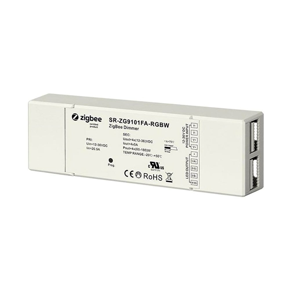 Lysløsninger - Mini ZigBee Sunricher-kontroller RGBW - 12-36V - Hvit