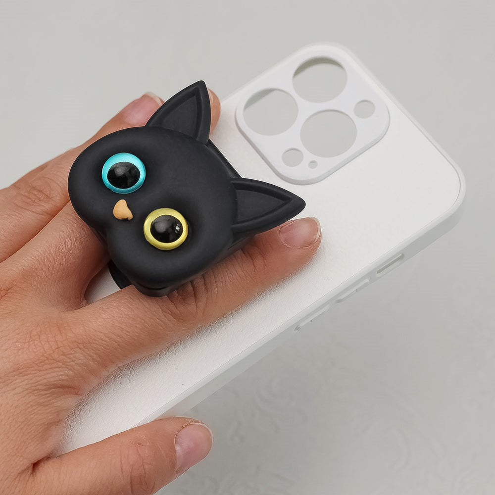 Pop Holder Grip m. Speil - Katt - Svart