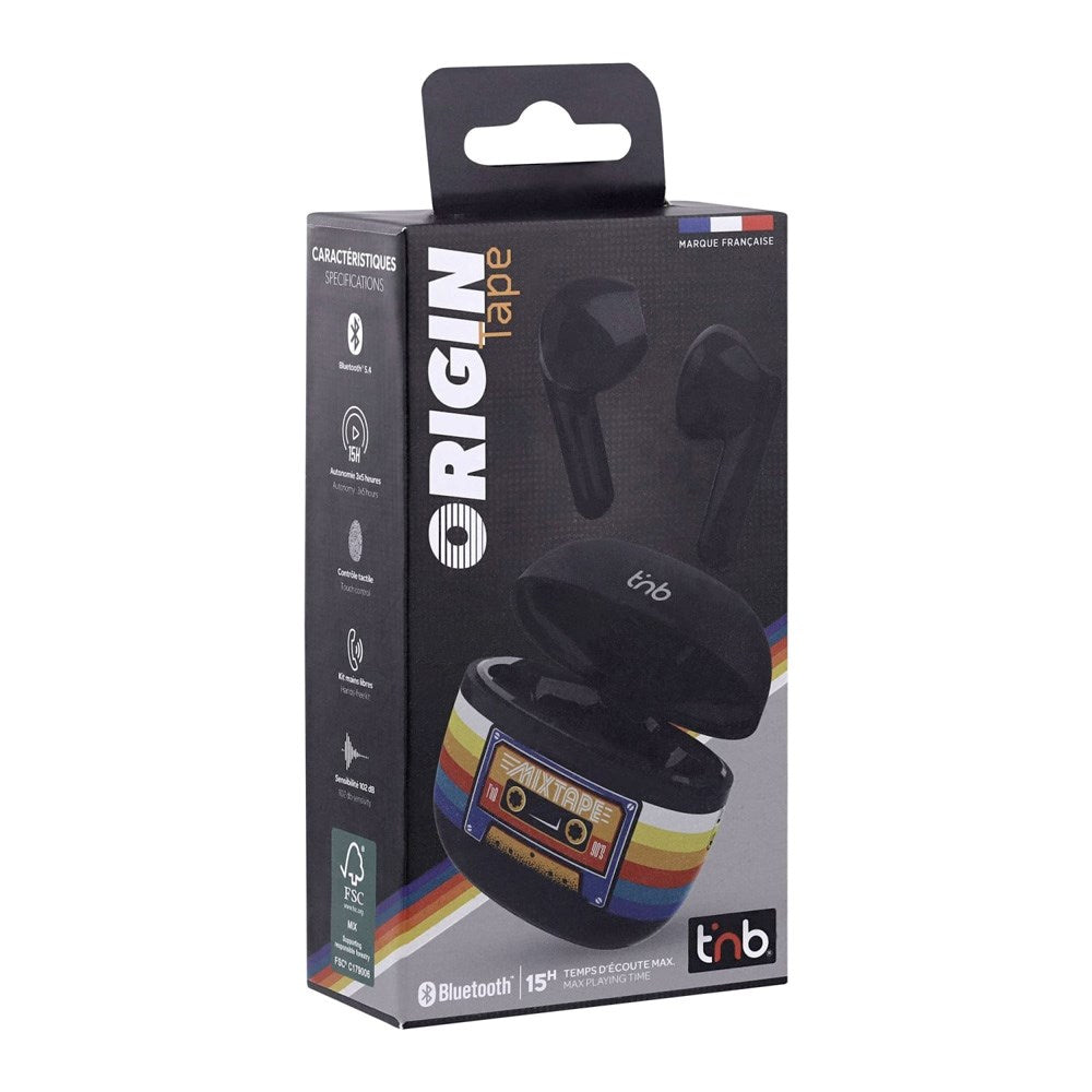 T'NB ORIGIN Trådløse In-Ear Headset m. Opladningsetui - Kassettebånd Design