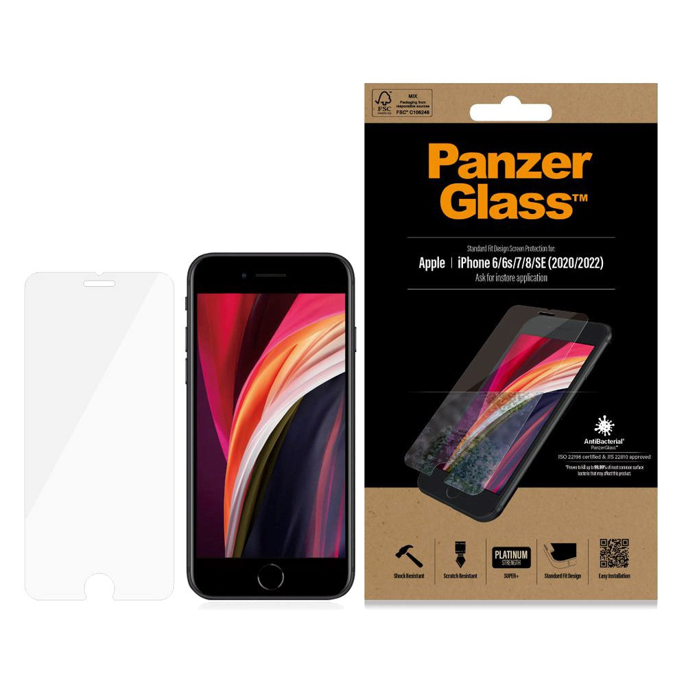 iPhone SE (2022 / 2020) / 8 / 7 / 6 / 6s PanzerGlass Standard Fit Skærmbeskyttelse - Gennemsigtig