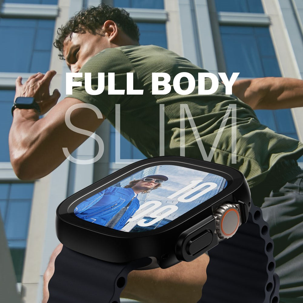 PanzerGlass Apple Watch Ultra 1/2 (49 mm) Snappie Full Body Slim Cover + innebygd skjermbeskytter - svart