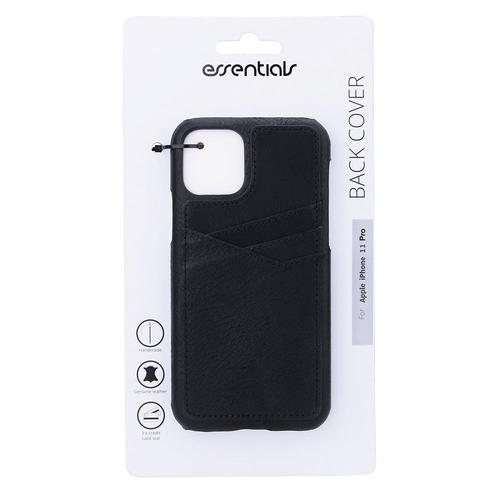 Essentials iPhone 11 Pro Læder Cover m. Kortholder - Sort