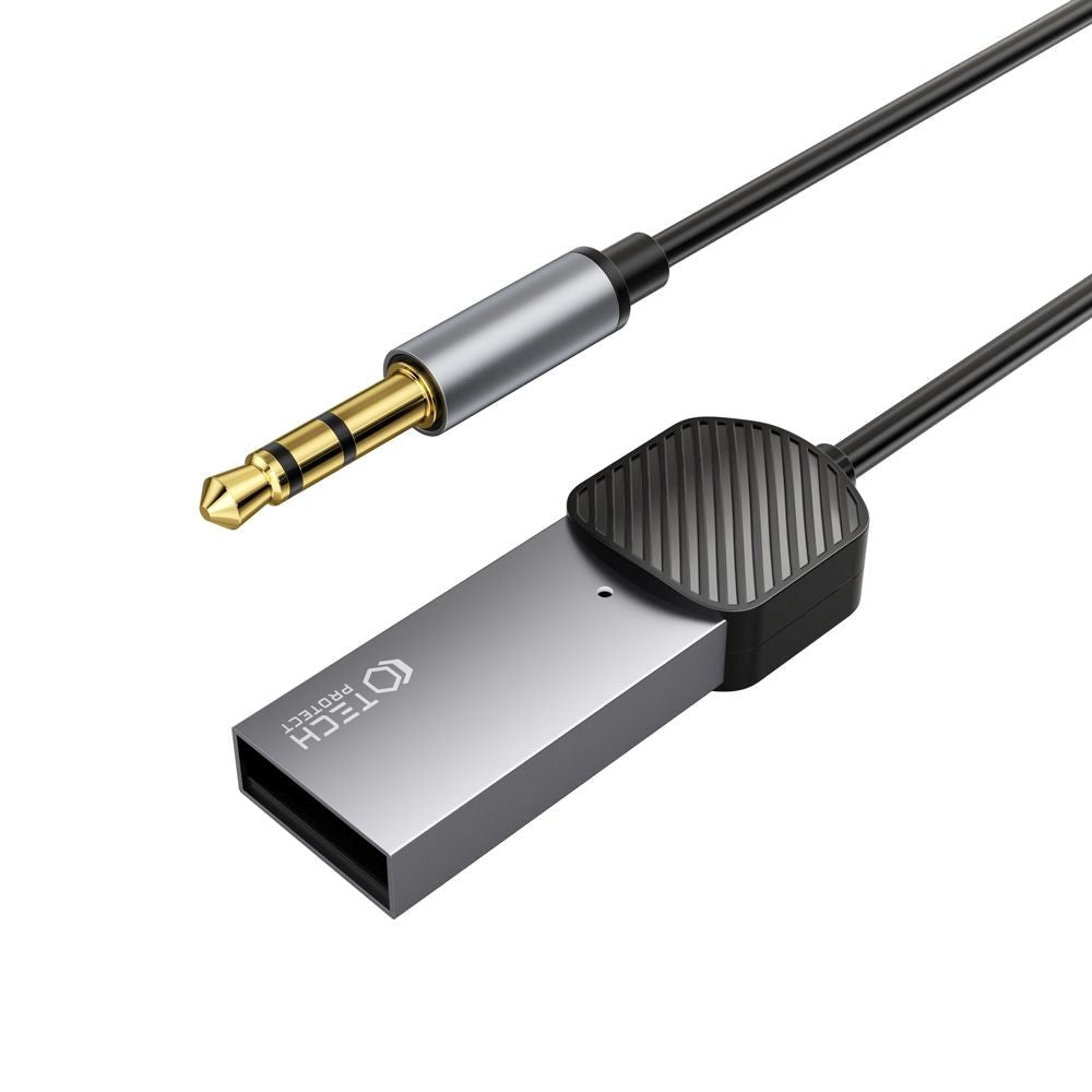Tech-Protect Ultraboost USB til AUX-kabel m. Bluetooth - 1m - Grå