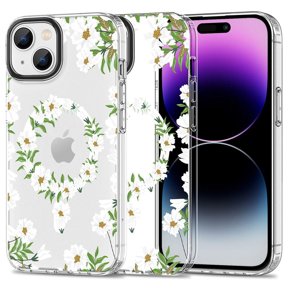 iPhone 15 Tech-Protect MagMood Bagside Cover - MagSafe Kompatibel - White Daisy