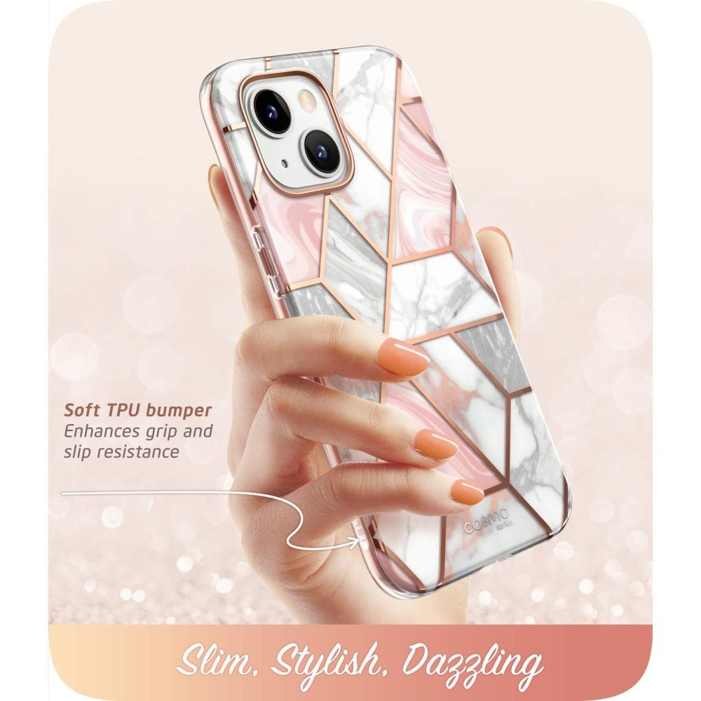 iPhone 14 / 13 i-Blason Cosmo Marble Bagside Cover m. Skærmbeskyttelse - Pink