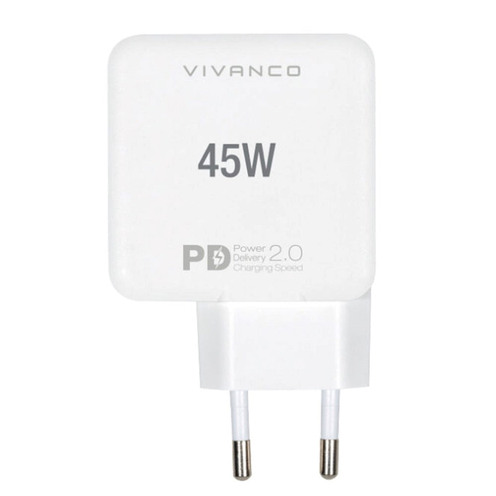 Vivanco 45W Super Rask Dual Charge Vegglader USB-C - PD (Strømlevering) - Hvit
