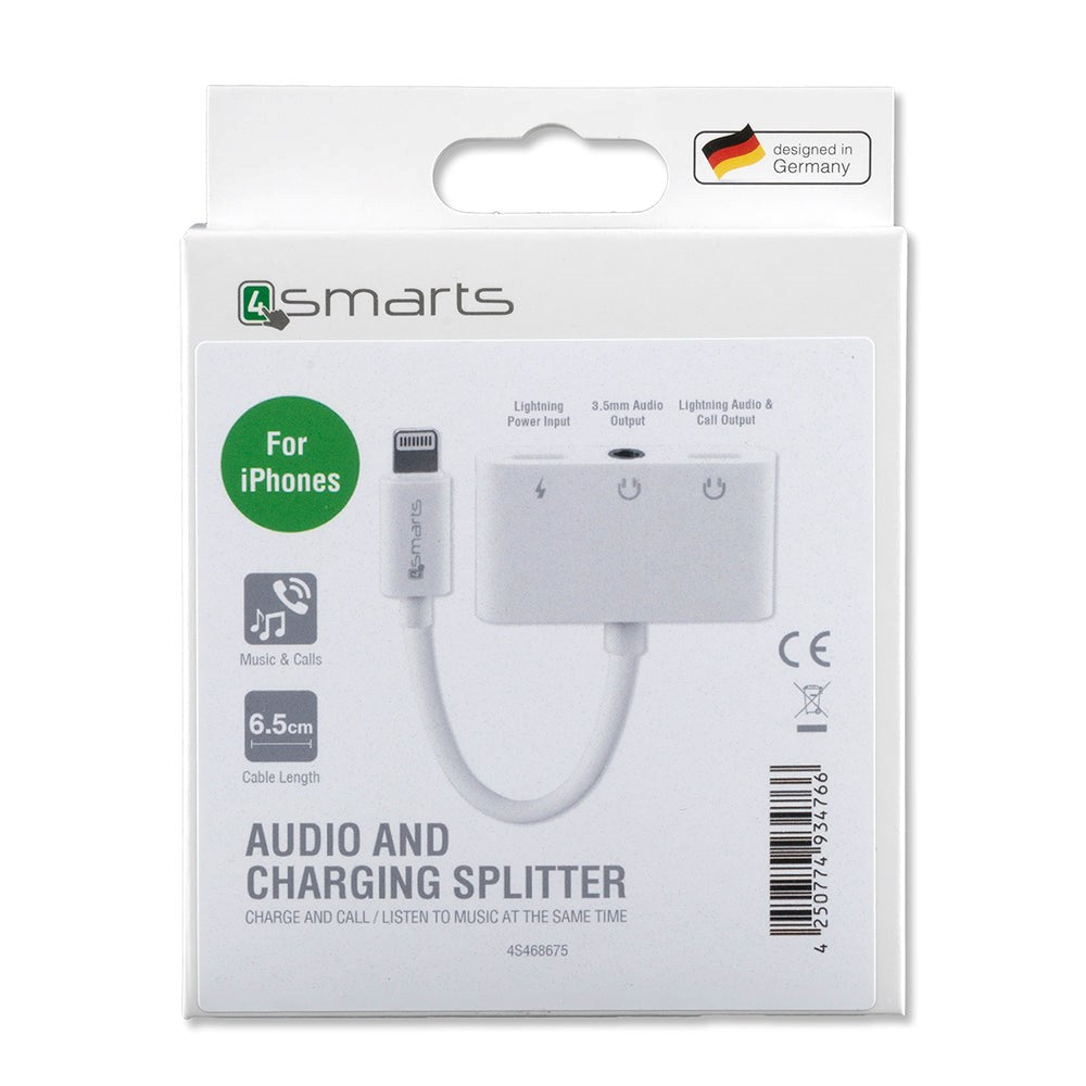 4smarts SoundSplit 6.5 cm Lightning To 2x Lighting 3.5mm Audio Splitter - Hvid