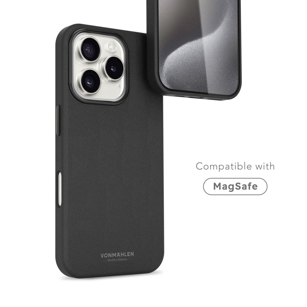 Vonmählen iPhone 16 Pro Like Leather Bakdeksel - MagSafe-kompatibel - Svart
