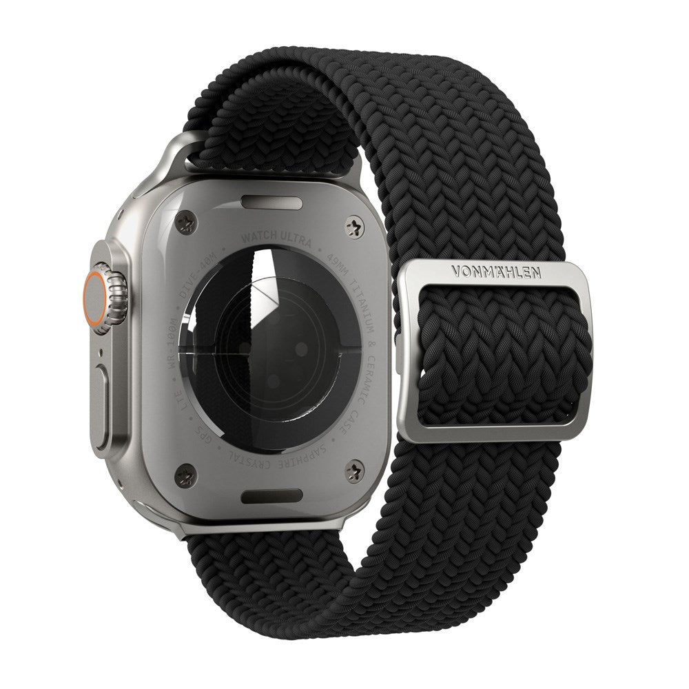 Vonmählen Apple Watch (42/44/45/SE/46/49 mm) vevd løkke i nylonklokkerem - svart