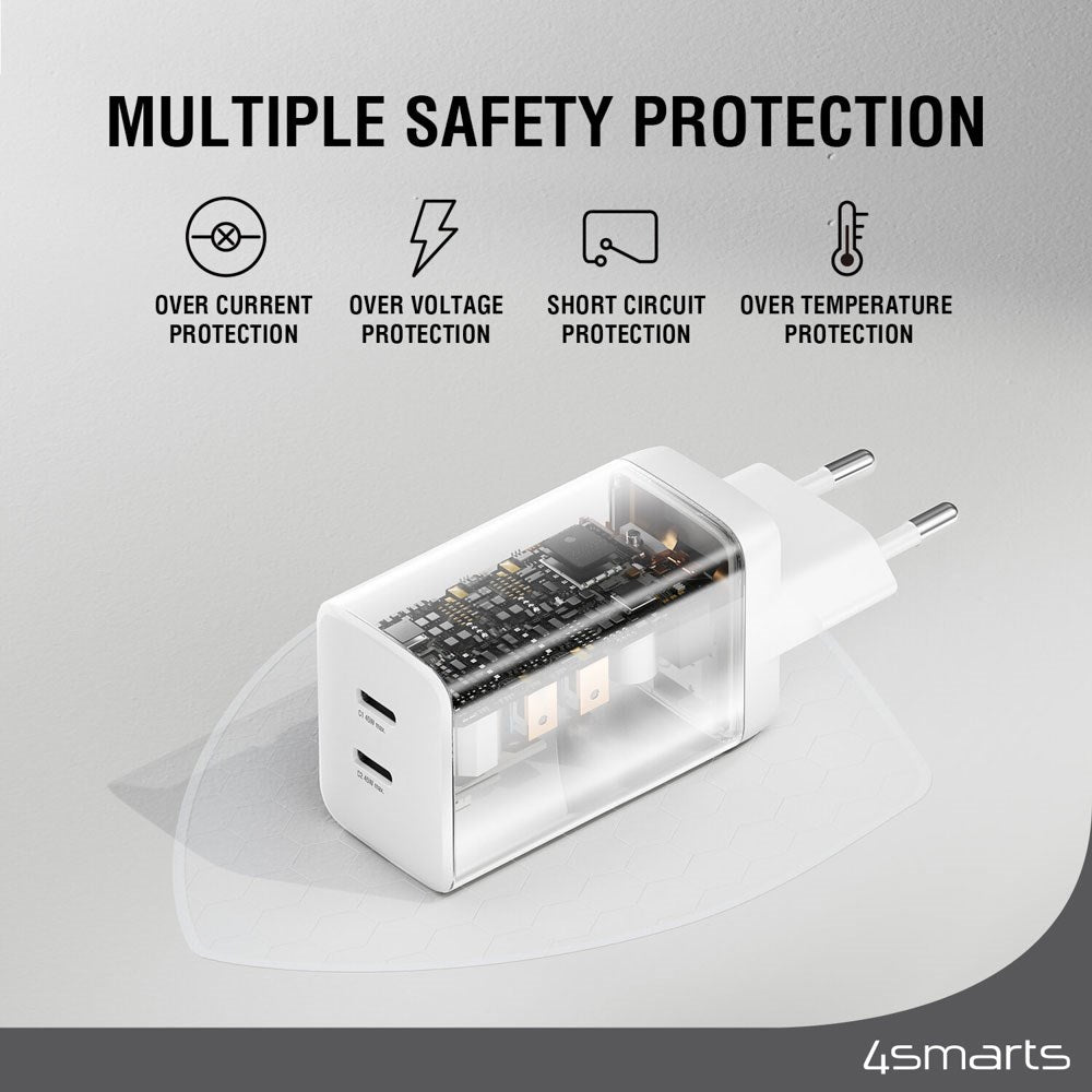 4smarts PDPlug 45W Vægoplader - 2 x USB-C - Hvid