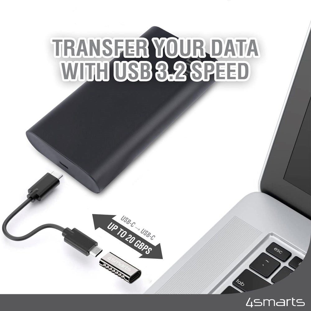 4Smarts USB-C til USB-C vinklet adaptersett - 4 stk. - Svart