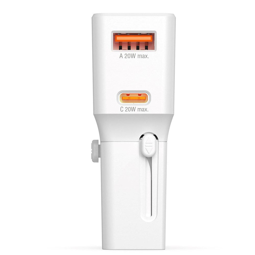 4smarts World Travel adapter m. 1 x USB-A og 1 x USB-C - Hvit