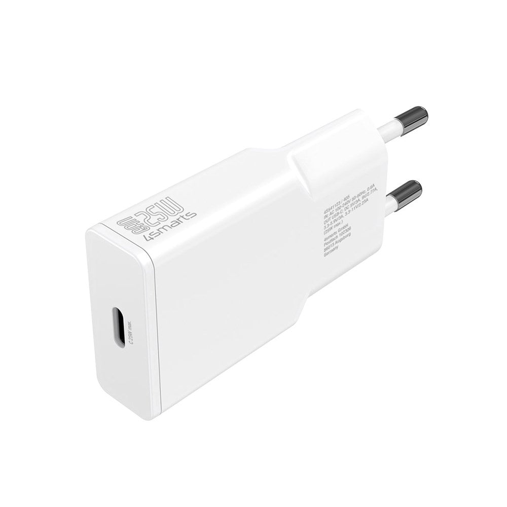 4Smarts PD Slimvegglader GaN 25W m. USB-C - Hvit