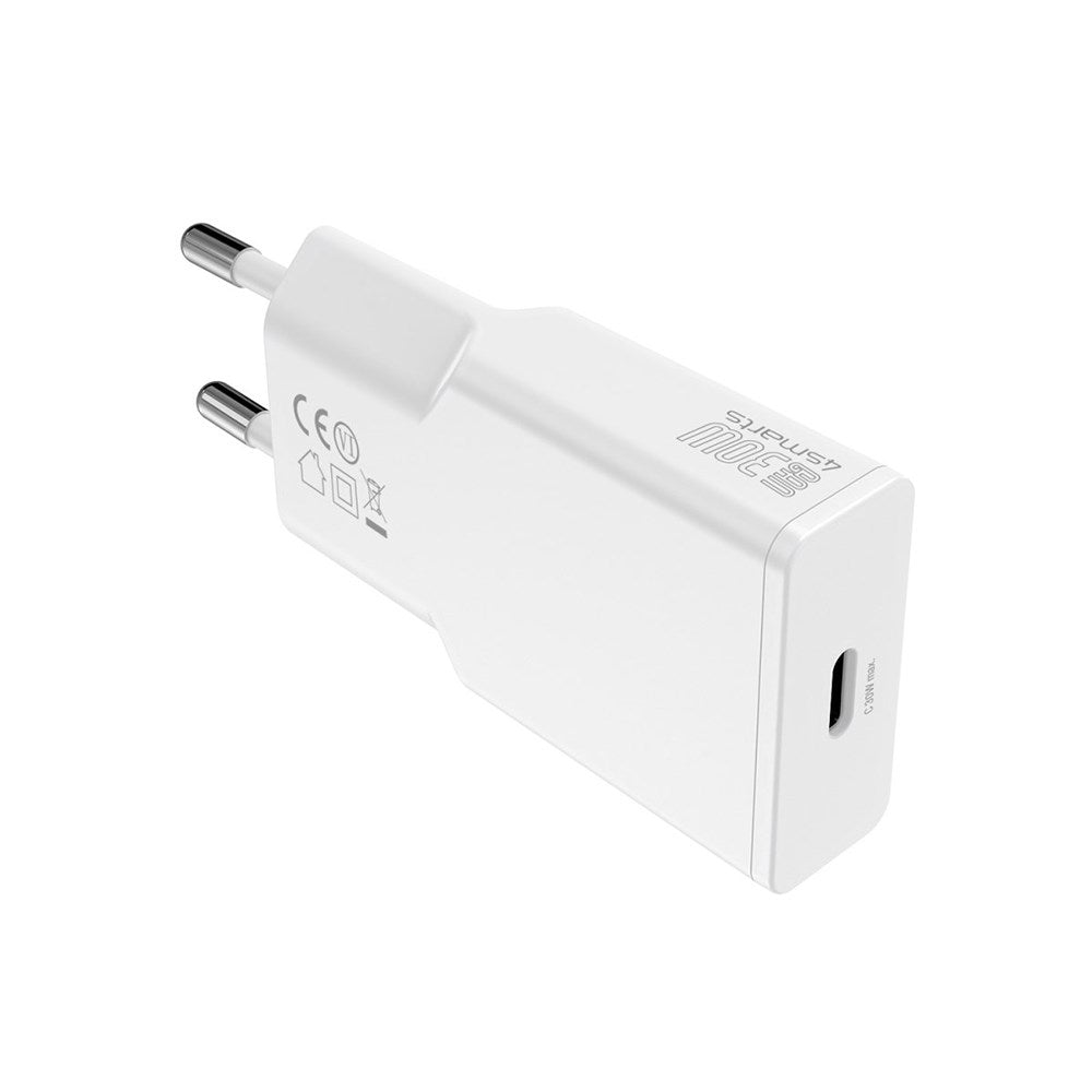 4Smarts PD Slimvegglader GaN 30W m. USB-C - Hvit