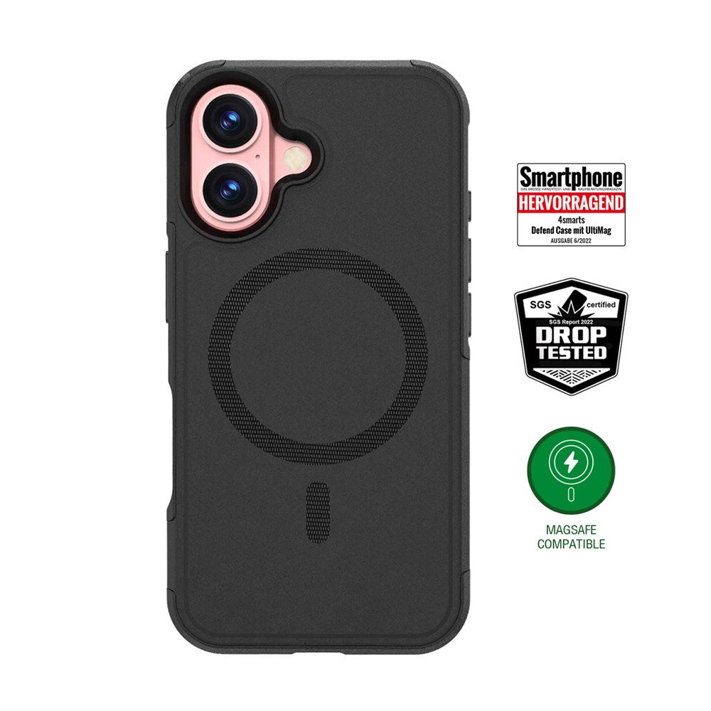 iPhone 16 4smarts Defend Bakdeksel - MagSafe-kompatibel - Svart