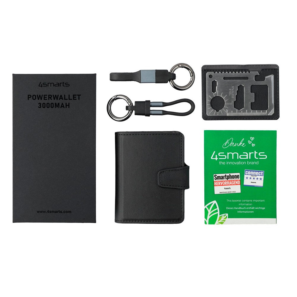 4Smarts - PowerBank Lommebok 3000 mAh - Svart
