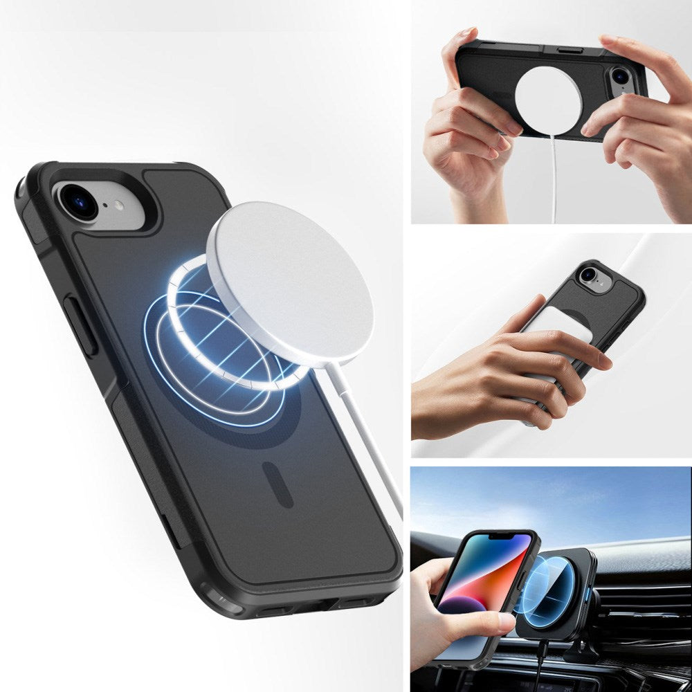 4smarts - iPhone 16e Defend Hybrid Deksel - MagSafe-kompatibel - Svart