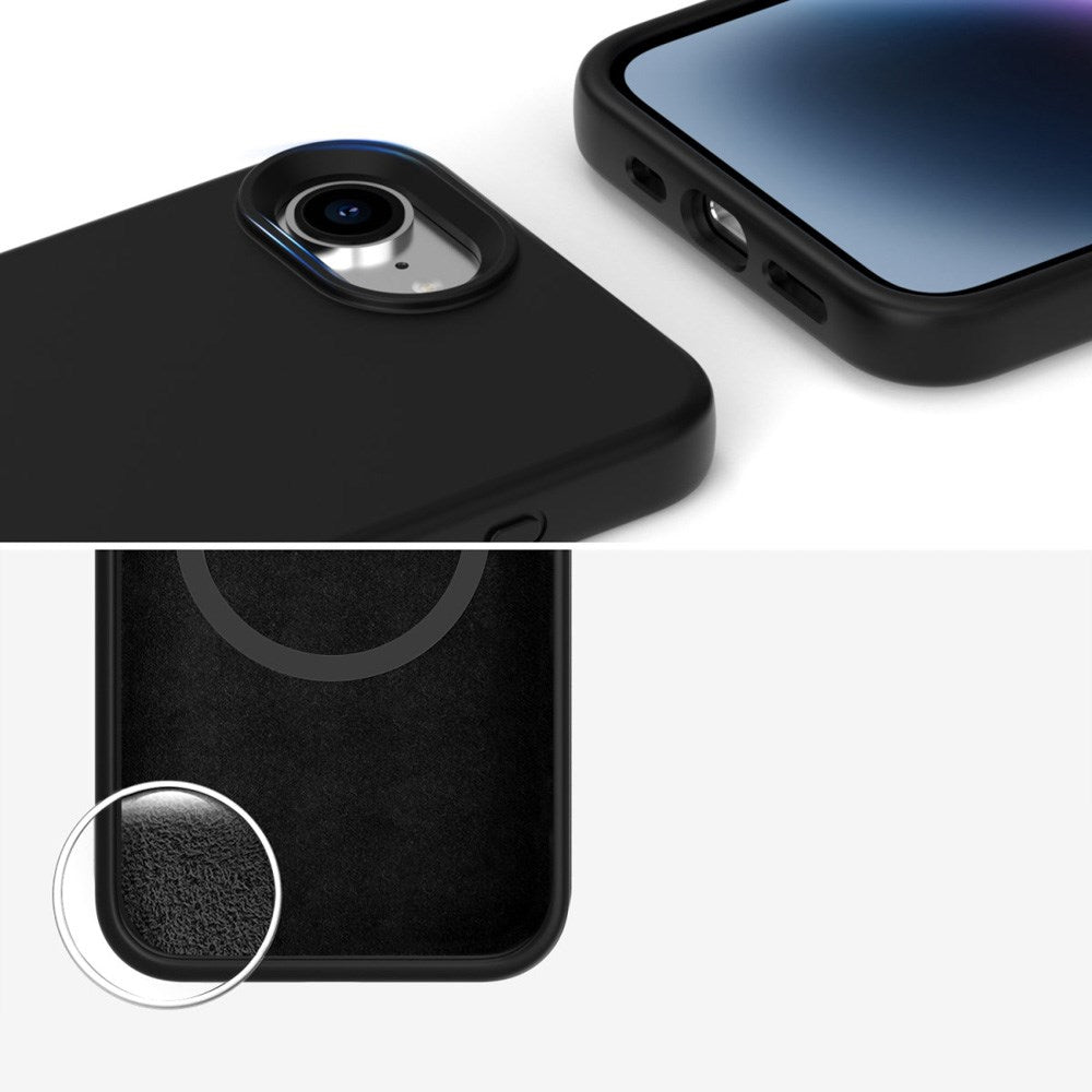 4smarts - iPhone 16e Silikondeksel - MagSafe-kompatibel - Svart