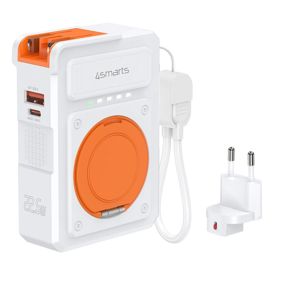 4smarts 6-i-1 10.000mAh Multifunktionel Powerbank / Trådløs Oplader - Hvid / Orange