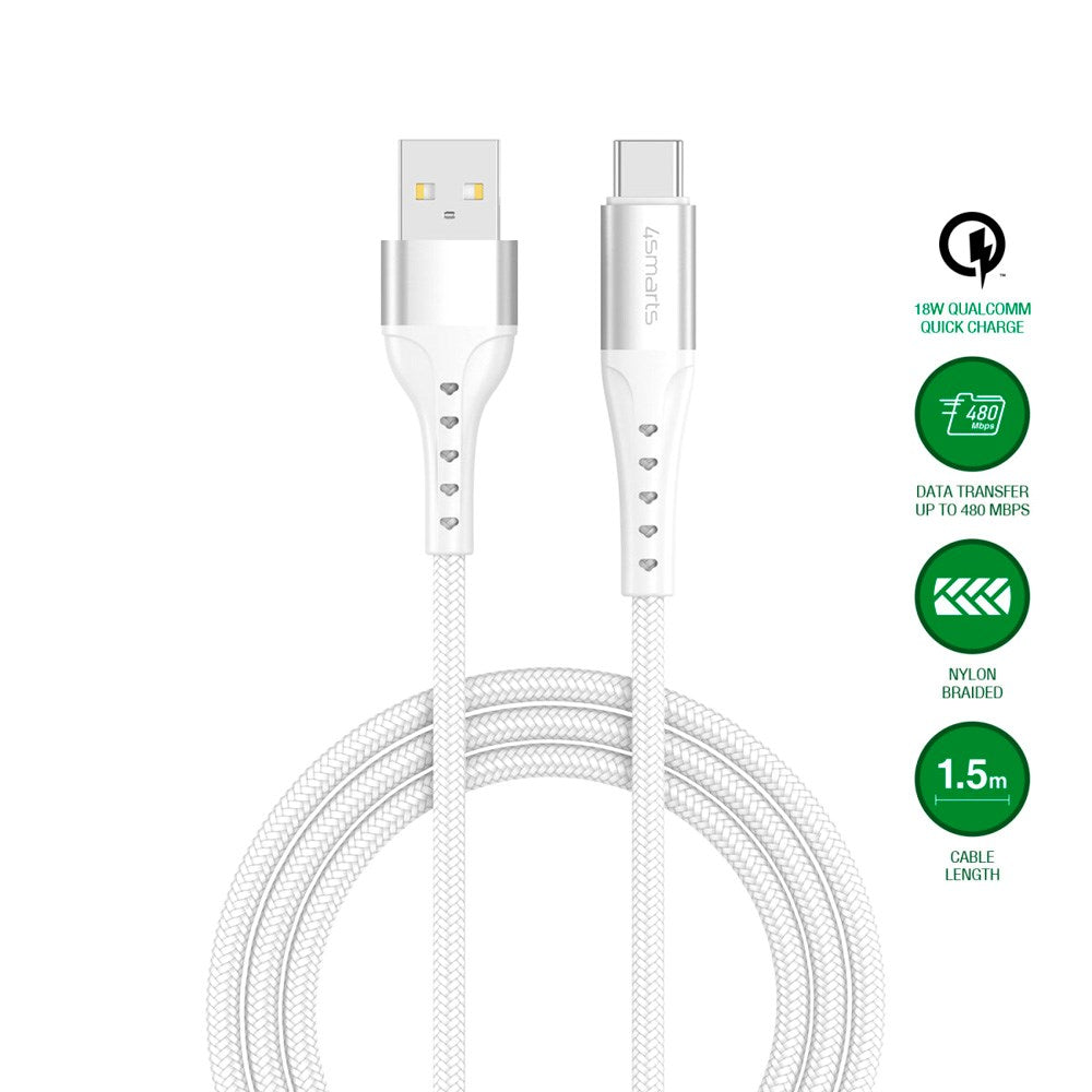 4smarts - USB-C til USB-A Kabel 18W - 1.5 m - Hvid