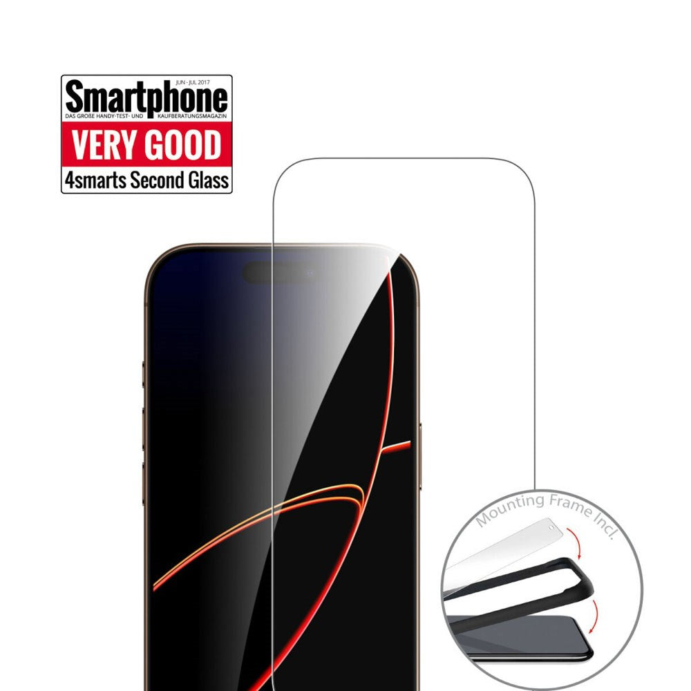 4Smarts iPhone 17 Pro Second Glass Hærdet Glas m. Monteringsramme - Case Friendly - Gennemsigtig
